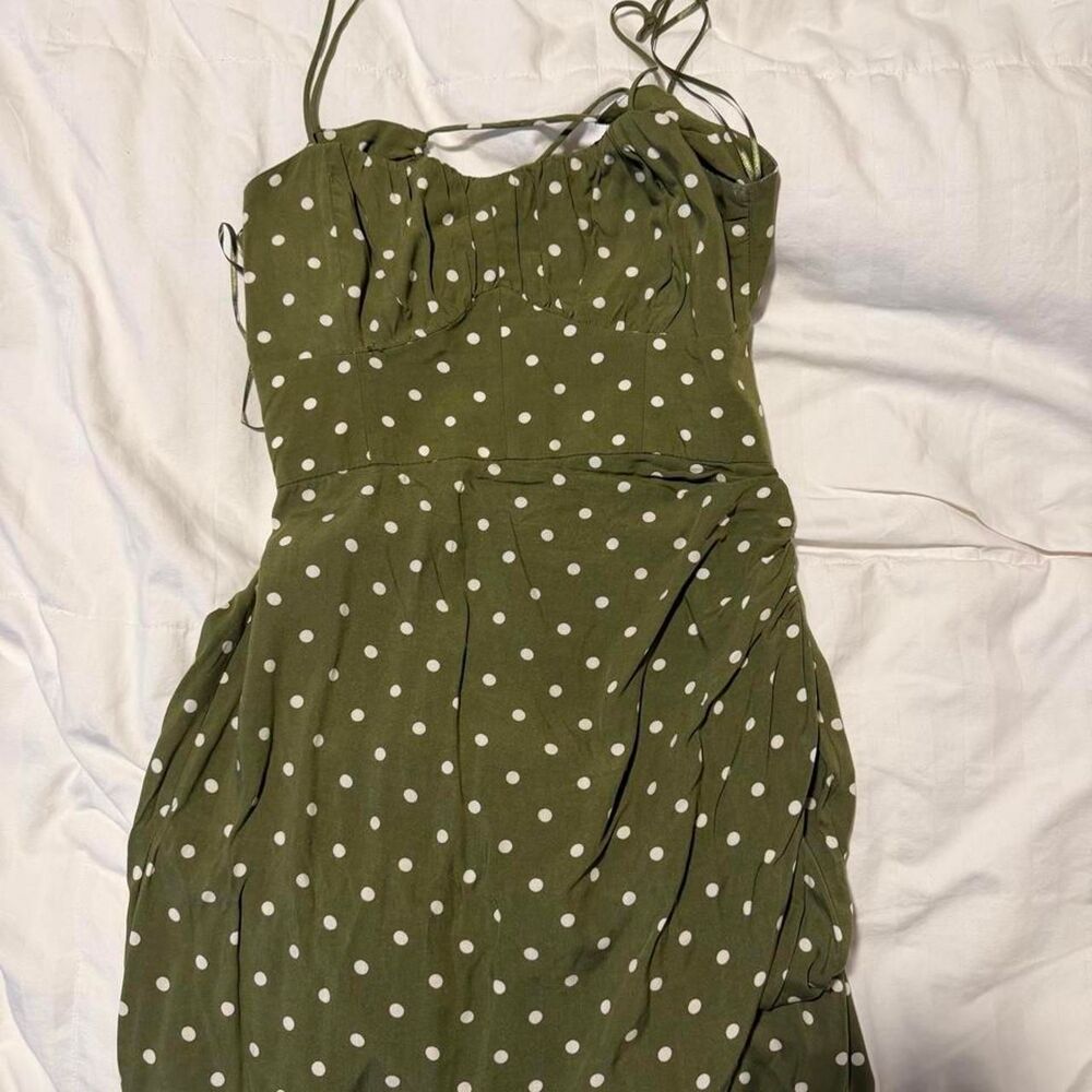 Zara Women's Green and Khaki Dress